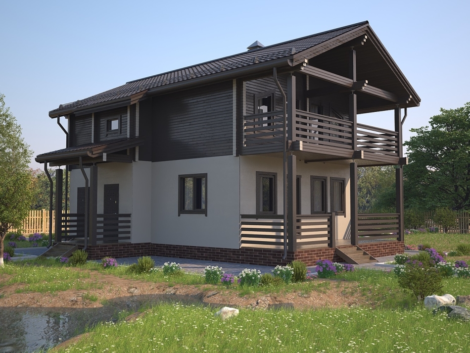 Комбинированный дом из бруса и газоблоков КД-01