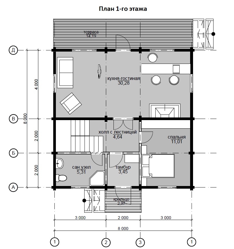 Планировка №1 - Брусовой дом в Орехово Планировка №1 - Брусовой дом в Орехово