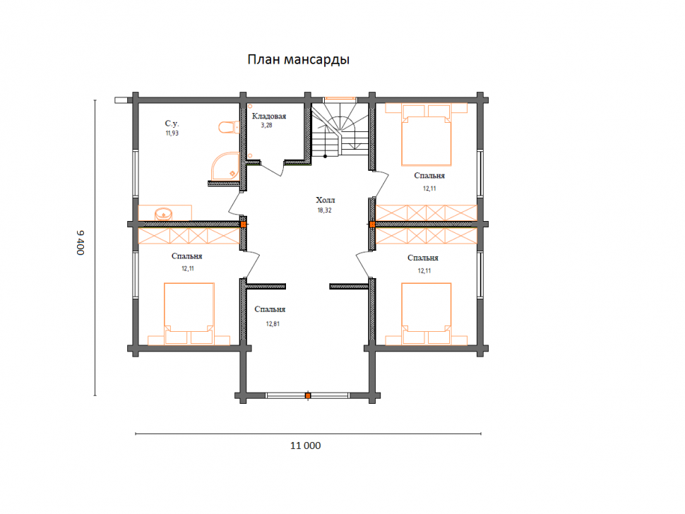 Планировка №2 - Брусовой дом в Приветнинском