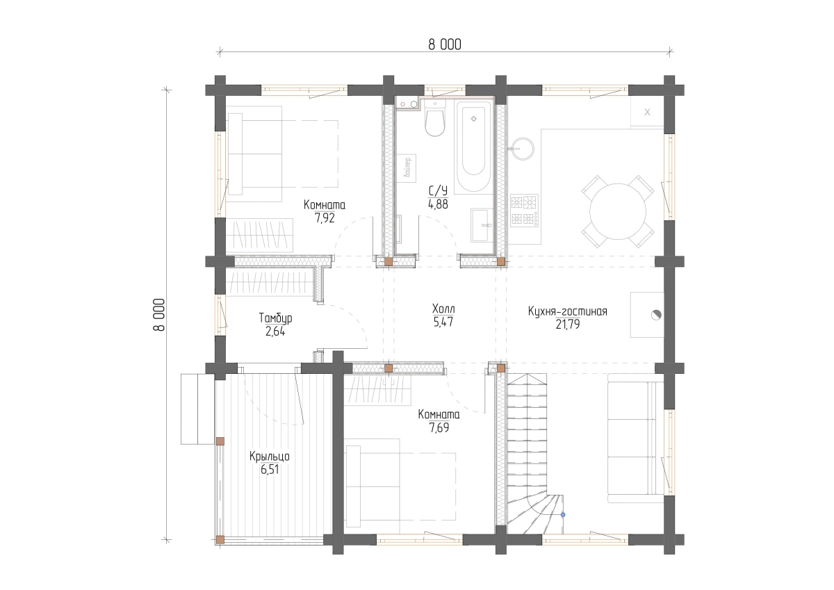 Планировка №1 - Дом в деревне Шепелево