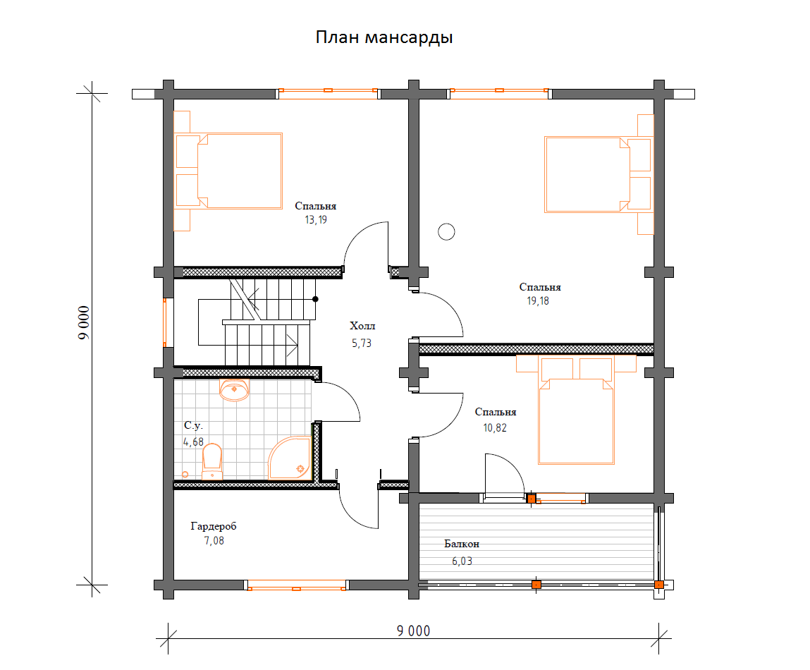 Планировка №2 - Дом 9 на 11,5 из бруса ДБ-51