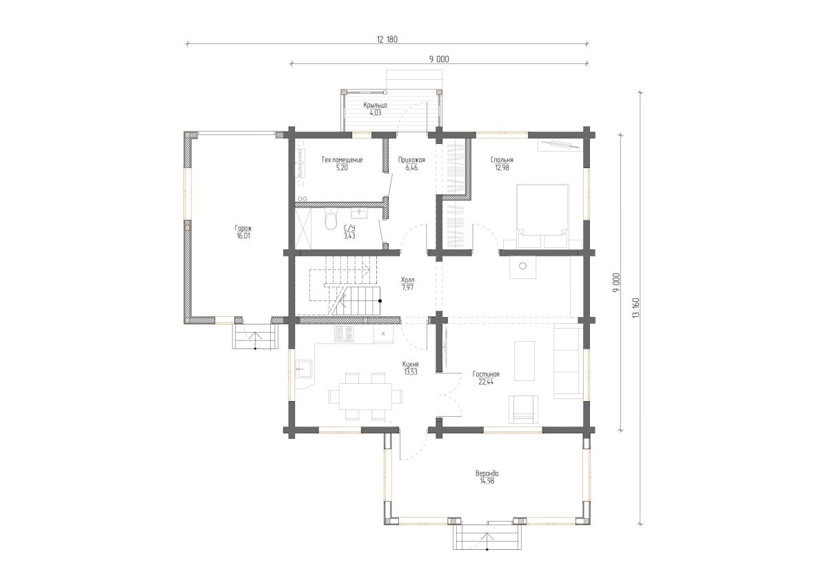 Планировка №1 - Дом в Петергофе