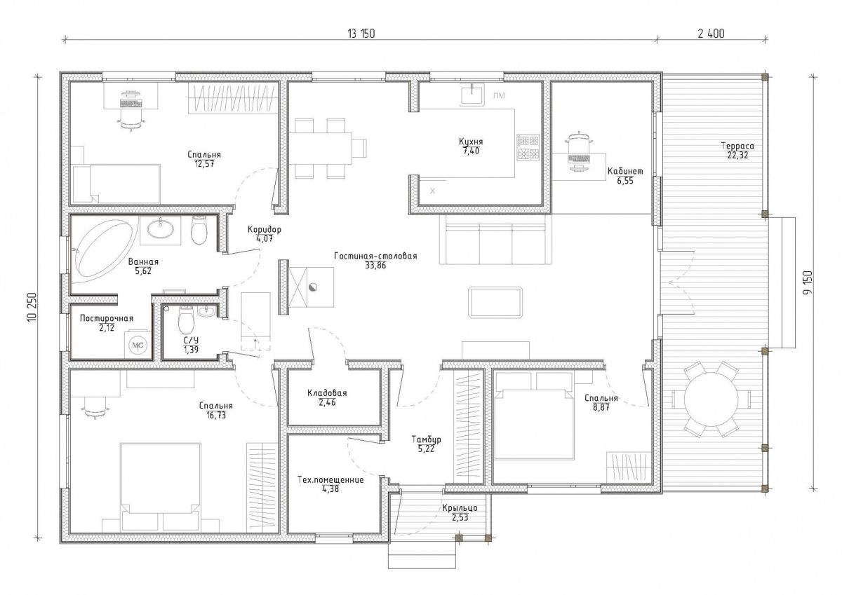 Планировка №1 - Каркасный дом в кп Семейные Ценности Планировка №1 - Каркасный дом в кп Семейные Ценности